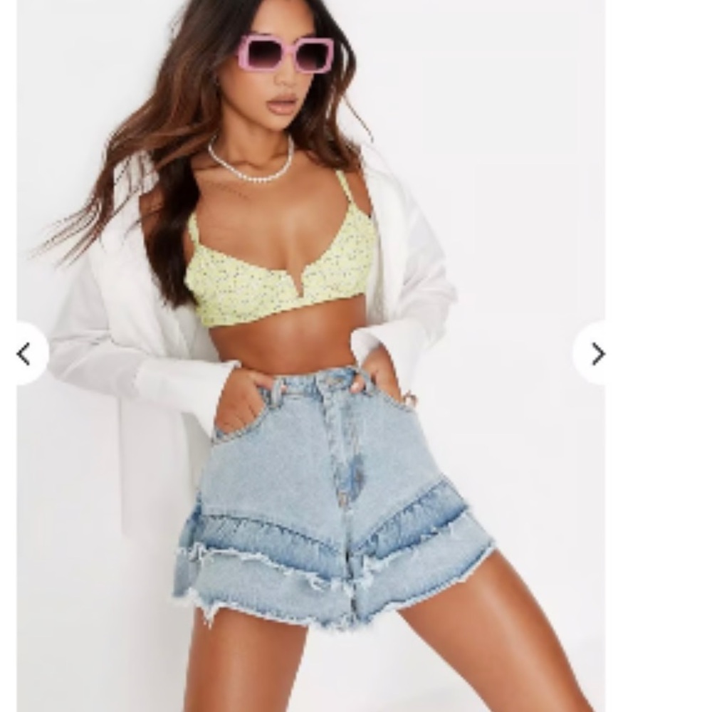 Missguided Ruffle Denim Shorts